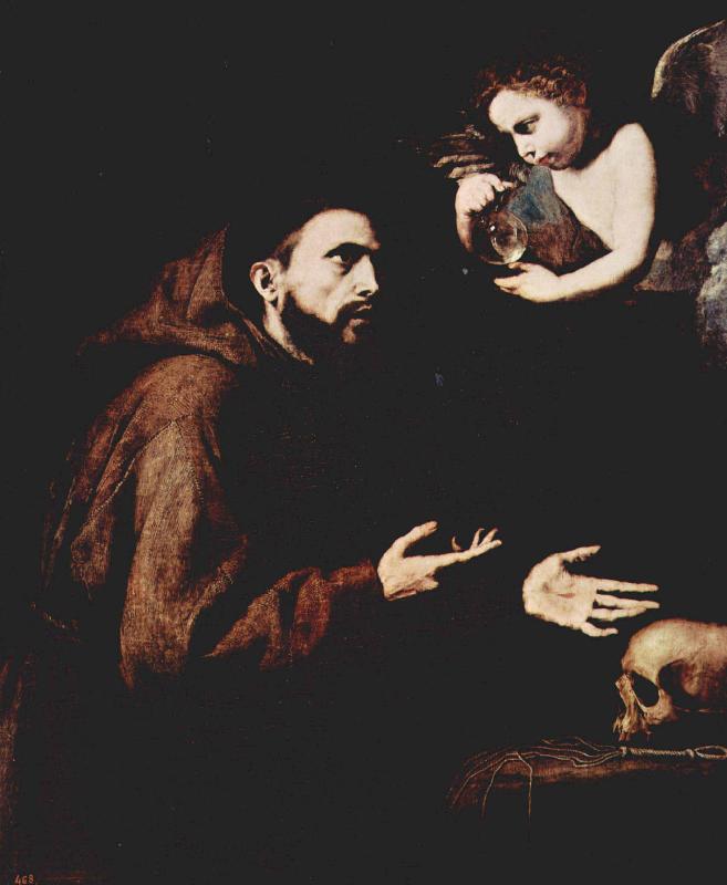 Jose de Ribera Der Hl Franz von Assisi und der Engel mit der Wasserflasche oil painting image